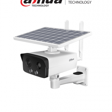 DAHUA Cámara IP Bullet 4G con Panel Solar y Batería/ 4MP / Disuasión Activa/ IR: 50 m/ Luz cálida 30 m/ Ranura para Tarjeta Micro SD/ Audio bidireccional/ Starlight/ H.265/ IP67